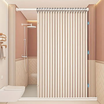 Fashionable Foldable Double-Sided Magnetic Shower Curtain Thick Fabric Home Decor Shower Partition Curtain for Bathroom Decor