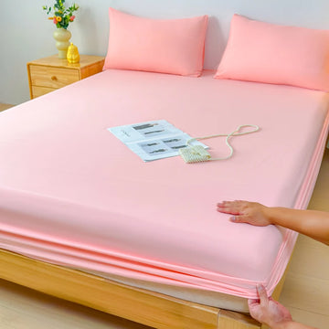 Fitted Bed Sheet with Elastic Band Solid Color Soft Mattress Cover for Single Double King Queen Bed 90/120/150/180/220/200cm