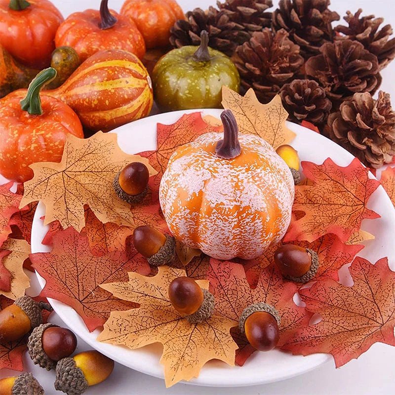 50Pcs Thanksgiving Mini Simulation Pumpkins Artificial Foam Pumpkin Home Fake Vegetable Xmas Thanksgiving DIY Photo Props