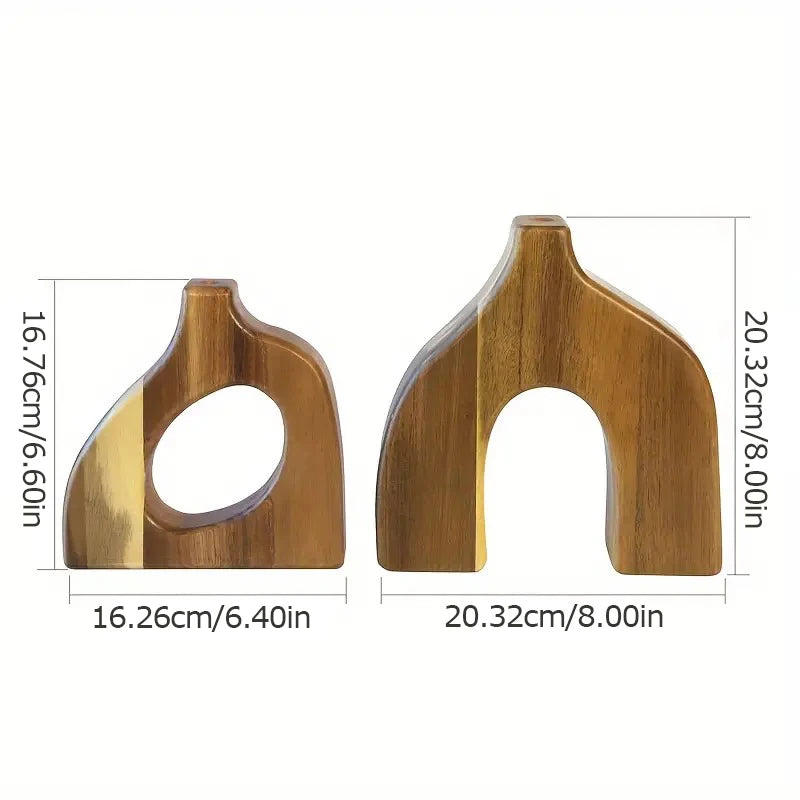 Simple Style Wooden Vase Irregular Shape Dry Flower Container Floral Arrangement Display Vase Home Living Room Decorations