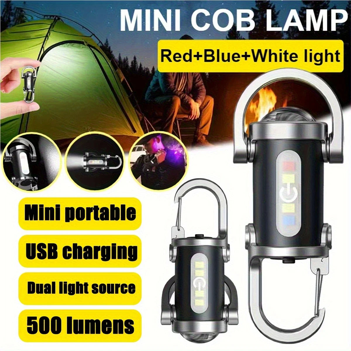 1PC LED Keychain Flashlight Multifunctional Work Light Keyring Practical Inspection Light Key Chain for Outdoor Activities
