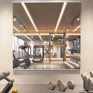 48x24 Inch Large Frameless Tempered Glass Wall Mirror, 2-Pack for Home Gym Yoga Exercise Dance Studio
