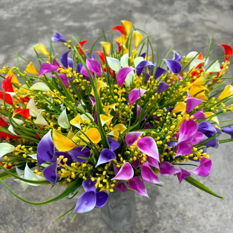 5 Uv Resistant Artificial Outdoor Flowers - Fade Resistant Plastic Greenery for Home & Garden Decor, Colorful Spring Simulated Pl