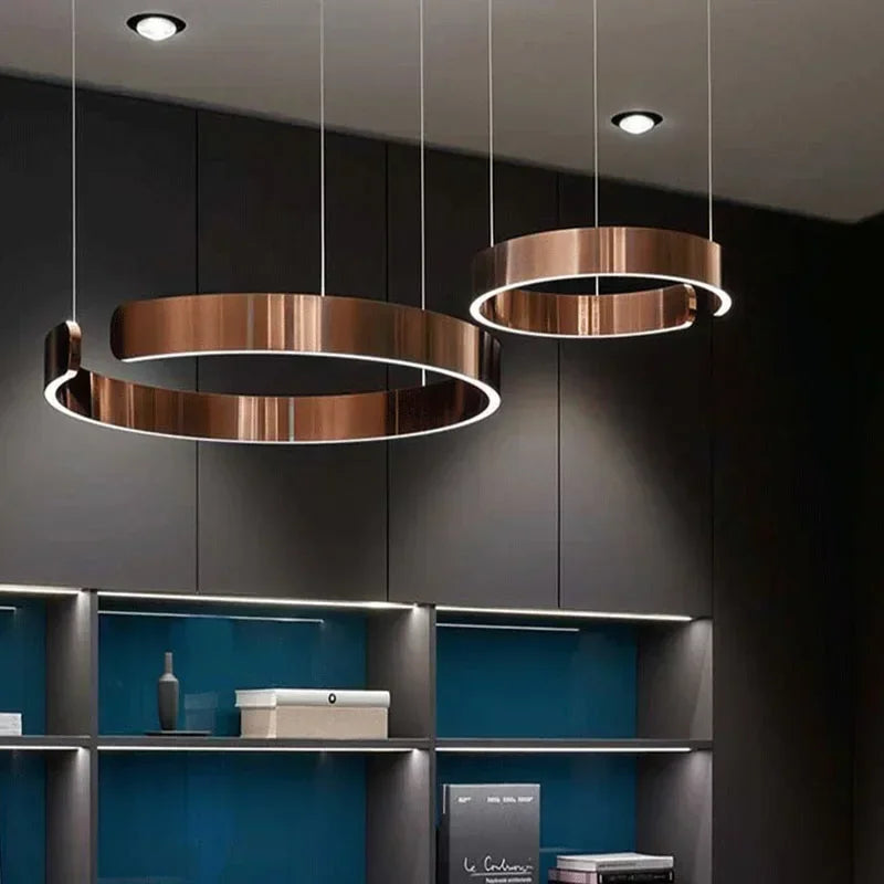 Nordic Round Rings Ceiling Chandeliers Lighting,Dining Room Island Bedroom Hanging Lamp Gold Restaurant Kitchen Bar Fixtures