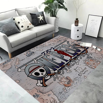 MINISO Retro One Piece Rug Luffy Bedside Carpet Living Room FloorMat for Men Boys Bedroom Decor Cozy Gift Idea Anime Enthusiasts