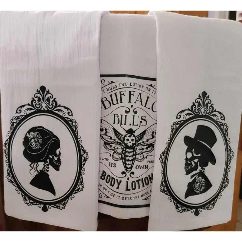 His Her Kitchen Towel happy Halloween party dinner Gothic couple wedding bridal shower Decoration wife husband bride groom Gift