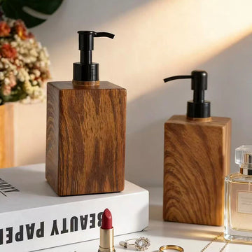Imitation Wood Grain Soap Bottle Home Press Soap Dispenser Hand Wash Bottle Bathroom Shower Gel Bottle Decorative Ornament Gift