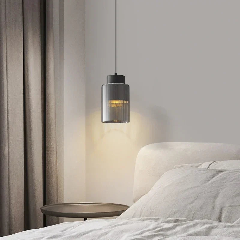 Minimalist Nordic LED Copper Pendant Light Bedroom Bedside Hanging Light Dining Room Resturant Glass Decor Pendant Lamp Lustre