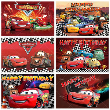 Movie Cars Lightning Mcqueen Backdrop Children Birthday Party Decor Boys Baby Shower Custom Background Banner Photo Studio Props