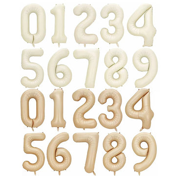 32/40inch Cream Caramel Big Number Foil Balloons 0 1 2 3 4 5 6 7 8 9 Balls White Color Wedding Birthday Party Decor Baby Shower
