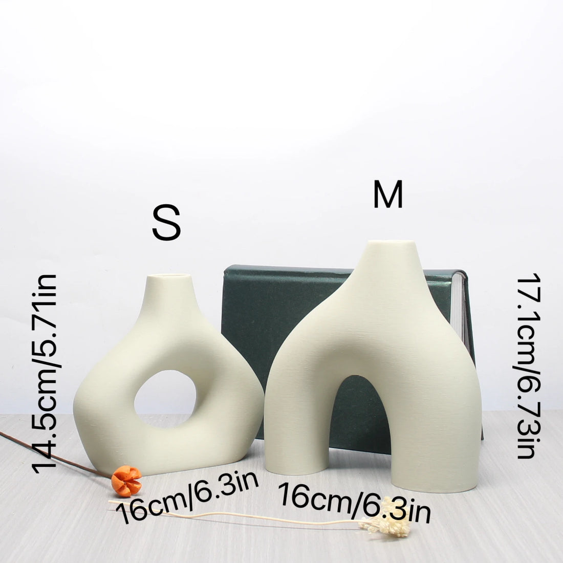 Modern Style Decorative Vase Set - 3D Printed Round Hollow Design Vase, Black & White, for Bohemian Home