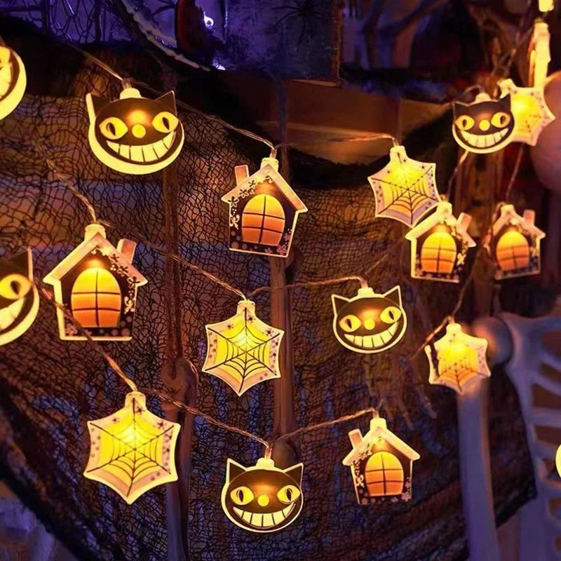 150CM Light String Halloween Decoration LED Pumpkin String Lights Halloween Scene Arrangement Outdoor Garden Holiday Decoration