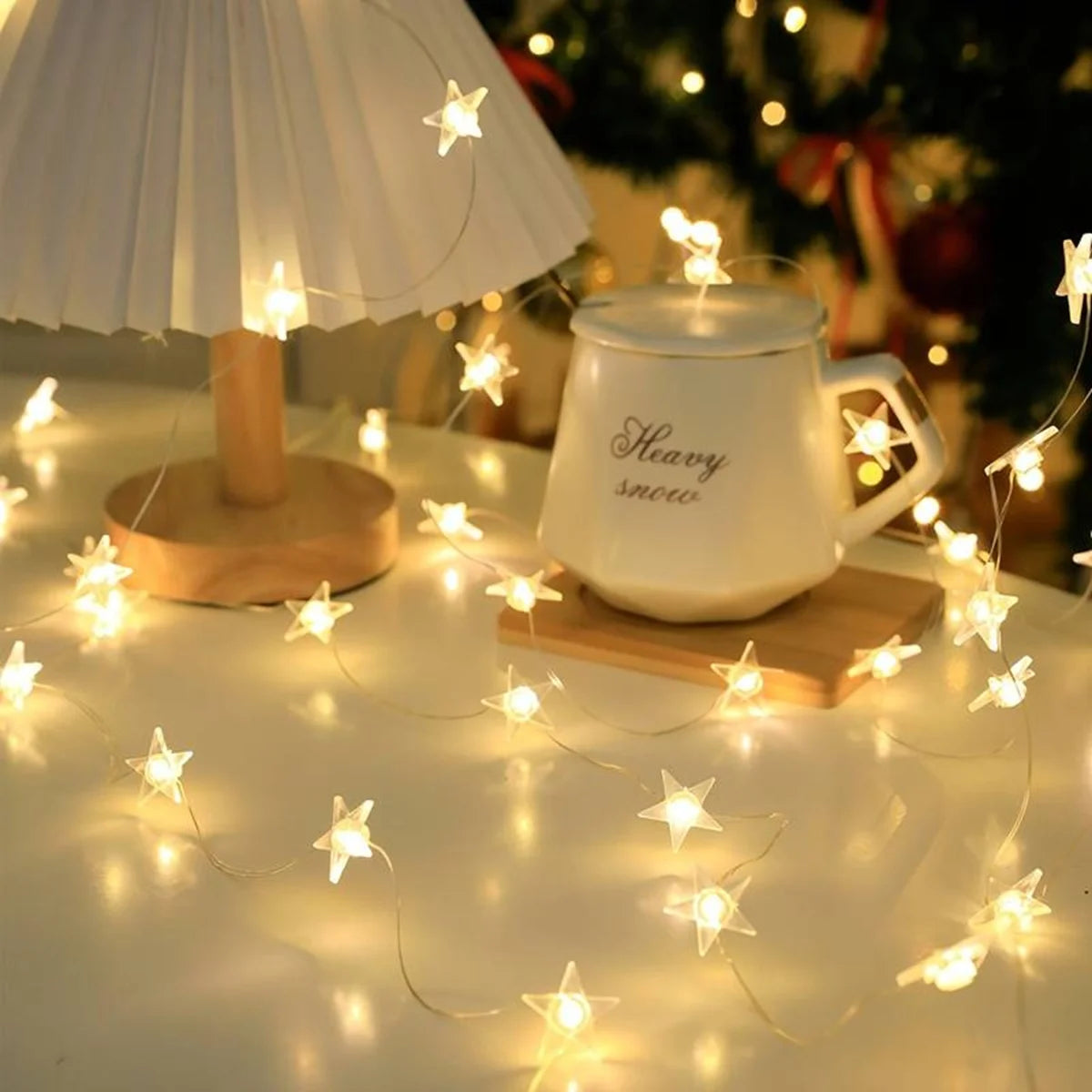 1PC Copper Wire Star String Lights Waterproof Battery Operated Decorative Fairy Lights For Garden Yard Home Scene Living Decor
