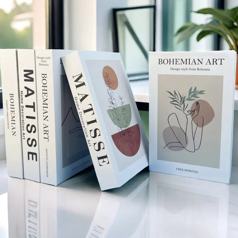 Abstract Bauhaus Luxe Fake Book Storage Box Decorative Books Home Decor Coffee Table Shelf Ornament Bedroom Interior Decoration