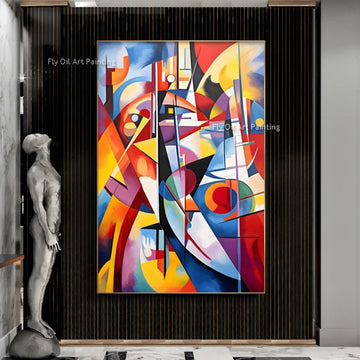 Hand painted Oil painting Wassily Kandinsky Abstract Canvas Art Paintings Famous Artwork Wall Pictures for for sitting room