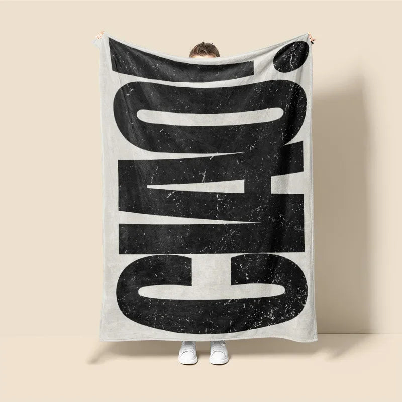 Morandi Color Abstract Botanical Blanket – Scandinavian Minimalist Design for Sofa, Home – Dual-Purpose Decor & Throw