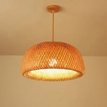 Bamboo Lantern 38/45cm Pendant Lamp Natural Rattan Wicker E27 Chandeliers Hand-Woven Lampshades Lighting Fixture Hanging Light
