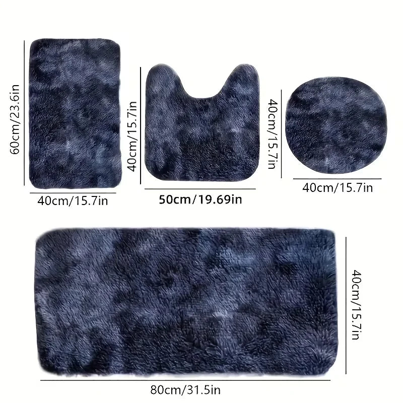 4Pcs Toilet Seat Cover Set Bath Mat Shower Room Floor Rug Home Bathroom Anti-Slip Absorbent Doormat Bathtub Decor Carpet