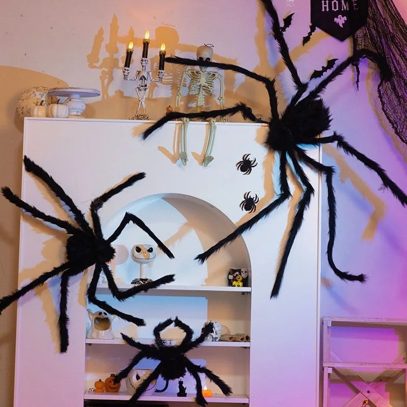 200cm Large Size Spider Halloween Decoration Black Fake Realistic Yard/garden Decor Outdoor Horror Props Party Hallowen Spider