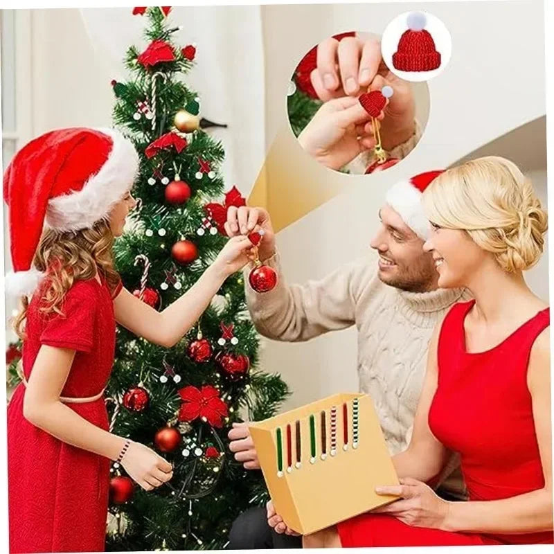 200PCS Christmas Small Hat Mini Small Scarf Red Green Christmas Color Dress Up Hanging Finger Wool Ball Decoration Hat