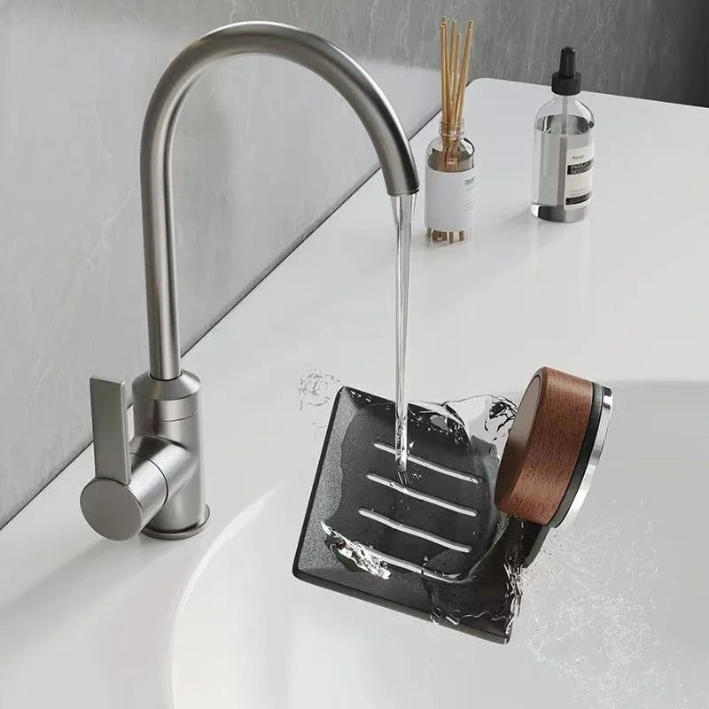 Walnut Wood Wall Mounted Soap Dish Holder - Creative No Drill Bathroom Soap Box with Drainage Hanging Hook for Shower