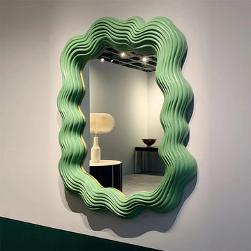 Wavy Art Mirror Wall Aesthetic Vanity Irregular Funky Mirror Luxury Big Hanging Asymmetrical Espelhos Living Room Decorations