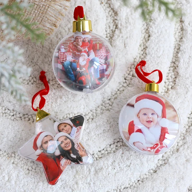 Christmas Transparent Photo Ball Personalize Christmas Ball Pendant Five-star Ball DIY Christmas Tree Hanging Decorations