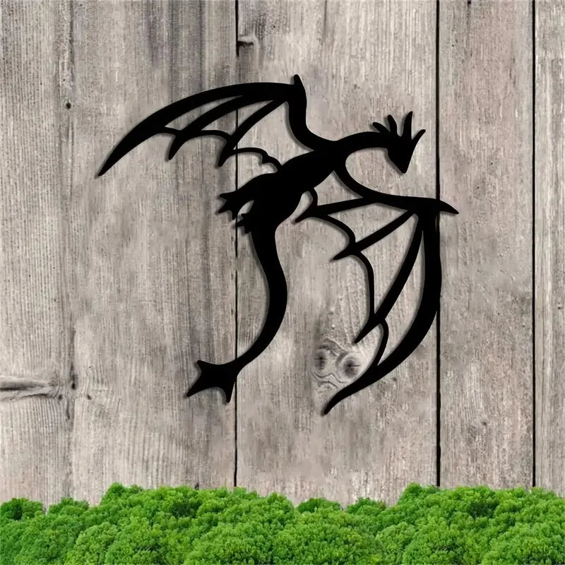 Dragon Metal Wall Art, Gift for Dragon Lovers, Room Decoration, Legend Cave Fantasy Art, Metal Mural Indoor and Outdoor Home Terrace Balcony Decoration,