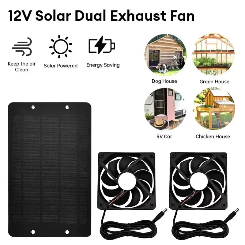 2025 Solar Exhaust Fan Portable 10W 12V 10 inch Solar Exhaust Fan Air Extractor for Outdoor Dog Chicken House Greenhouse Fan