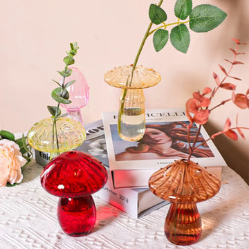 Colourful Mushroom Vase Plant Glass Plant  Bud Vase Decoration Garden Glass Aromatherapy Vase Living Room Desktop Combination