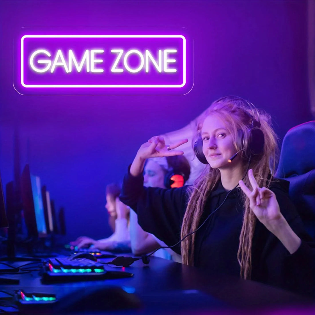 Game Zone LED Neon Sign USB Powered Dimmable LED Neon Light Sign for Bedroom PlayStation Xbox Setup Gaming Room Wall Decor Gift
