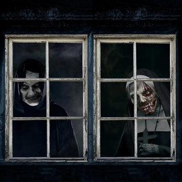 2 Pcs Scary Halloween Curtain Halloween Window Silhouette Decoration Blood Halloween Window Cover Horror Halloween Theme Window