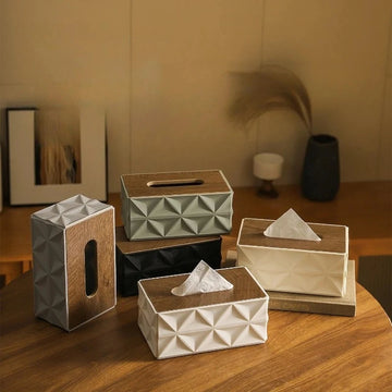 1pc Large Capacity Corrugated Tissue Box Minimalist Desktop Storage with A Sturdy Solid Wood Lid Space Saving Home Decor Piece
