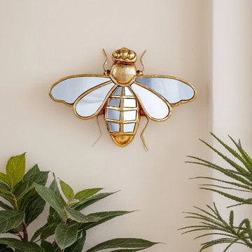 1PC, resin material mirror surface golden Bee home decoration craft wall hanging