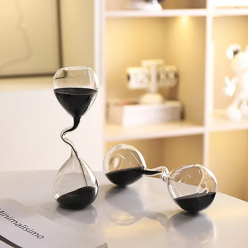 Minimalist Interior Dining Table Decoration with Black Modern Style Curved Design and Hourglass Glass Craftsmanship