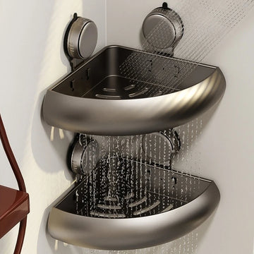 Suction Cup Bathroom Organizer Rack Wall-Mounted Toilet Triangle Corner Storage Shelf No-Drilling Required for Washstand