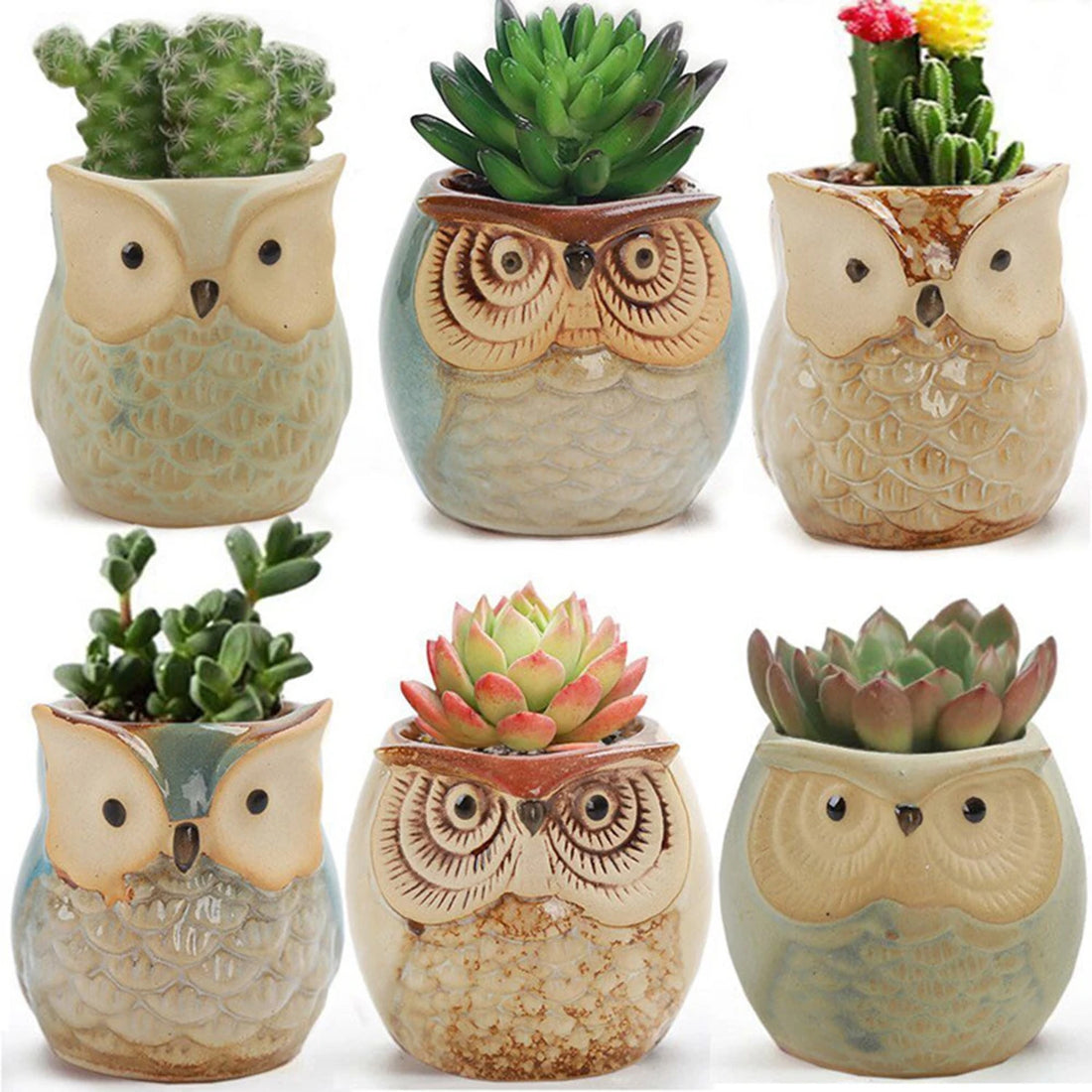 Home Garden Supplies Decoration Ceramic Flowerpots Miniature Model Cute Owl Succulent Flower Pot  Desktop
