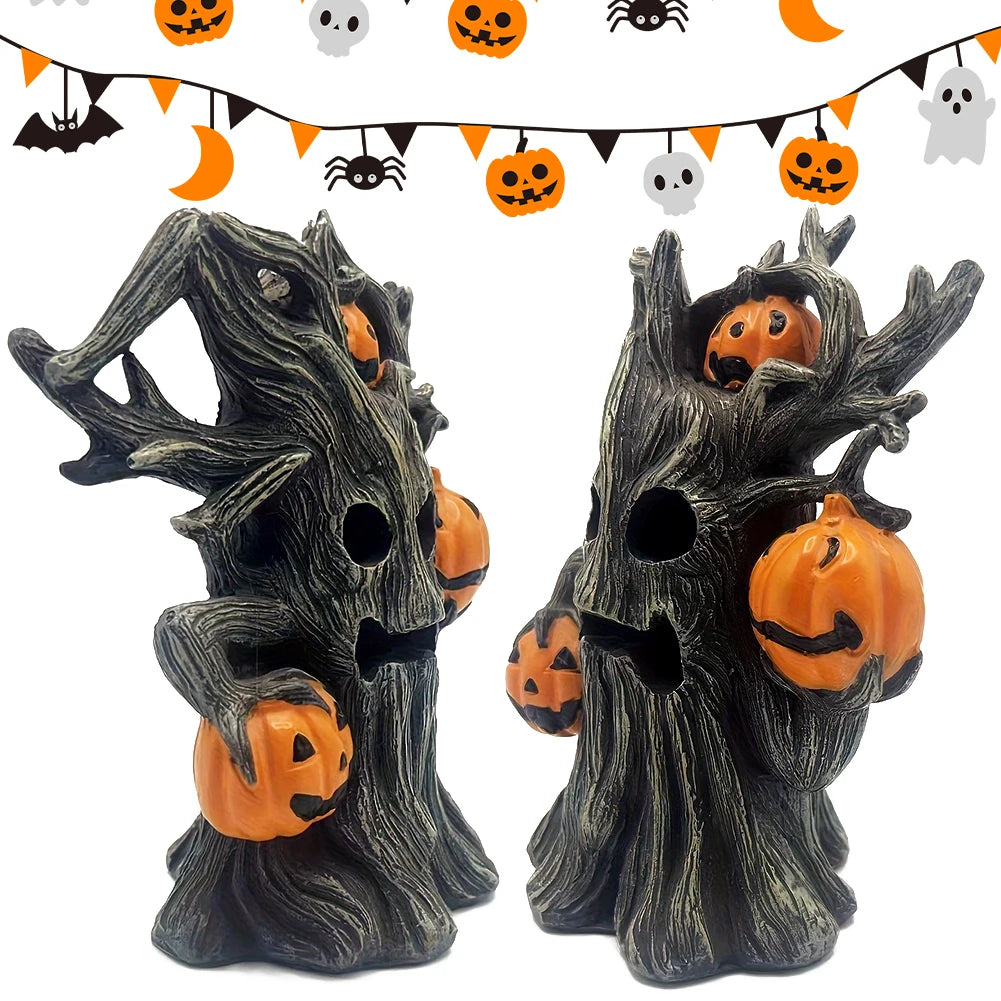 Halloween Ghost Ornament Creative Pumpkin Tree Style Resin Ornament Home Living Room Bedroom Office Desktop Decoration
