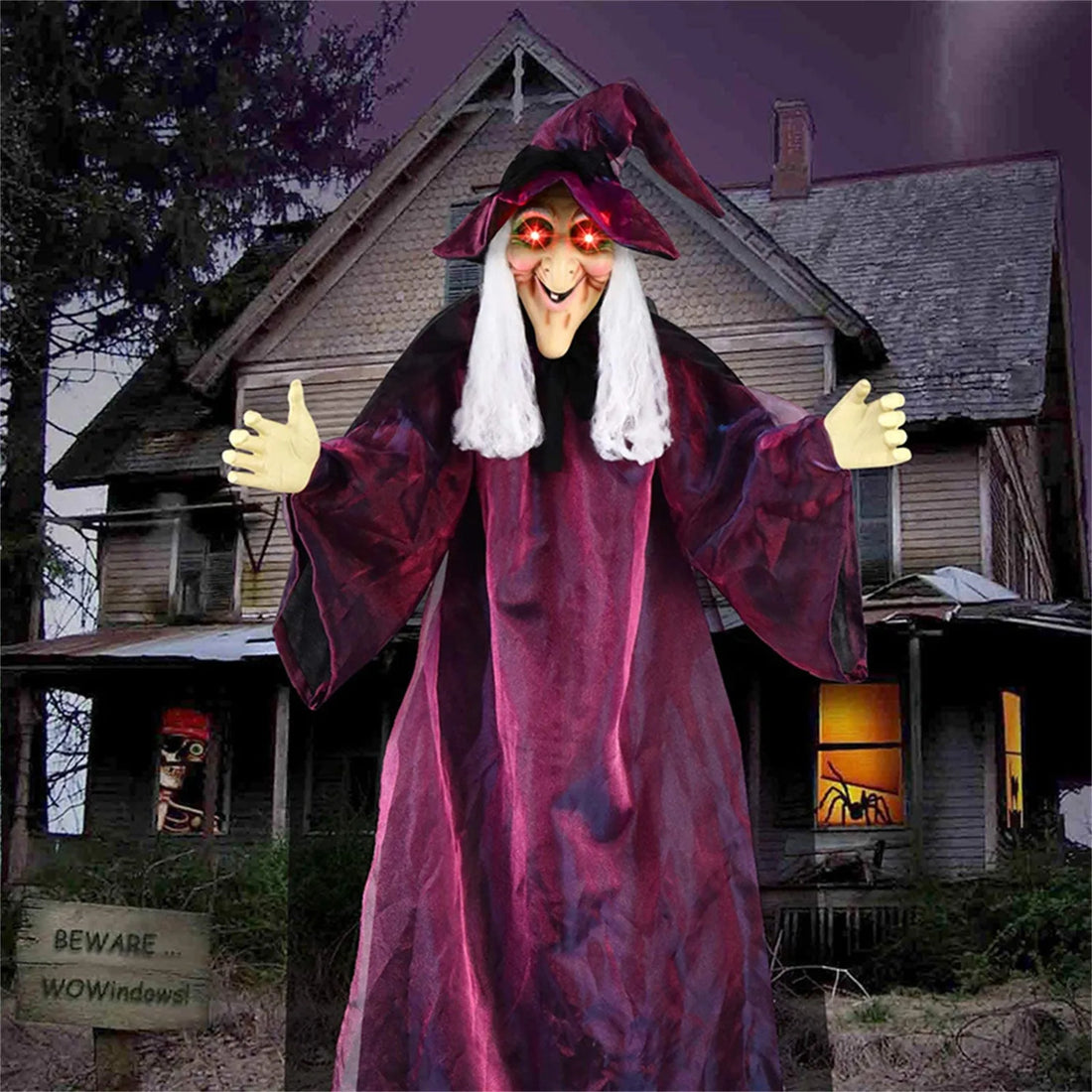 Sound Activated Hanging Witch Halloween Prop Scary Screaming Ghost Decoration Large Glowing Haunted House Spooky Bar Decor