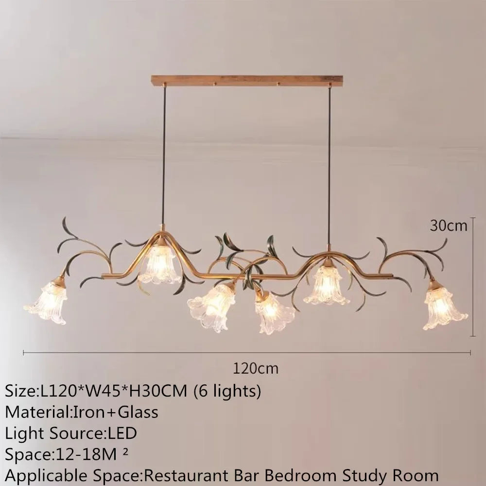 KERWIN American Pastoral Chandelier French Creativity Flower Dining Room Bar Counter Bedroom Villa Home Decoration Pendant Lamp