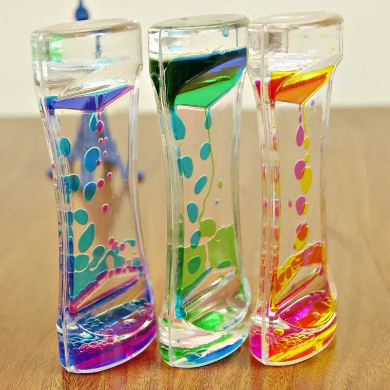 Creative Mixed Color Liquid Hourglasses Bubbler Timer Oil Drop Ladder Water Hourglass Relieve Boredom Sensory Office Table Decor