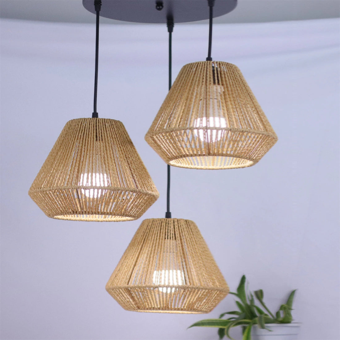 JOYINLED New Boho Style Bedside Pendant Light Decoration Weave Table Lamp Creative Rope Hemp Decoration Handmade Chandelier