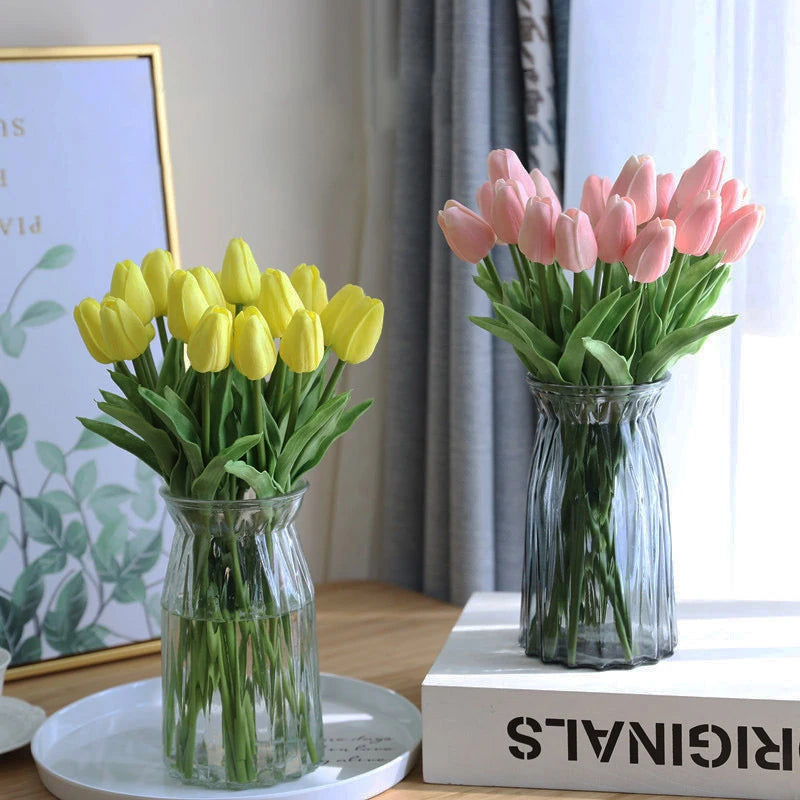 20/15/10/5/3pcs Tulips Artificial Flowers Real Touch Flower Bouquet Tulips Fake Flower for Wedding Home Decoration
