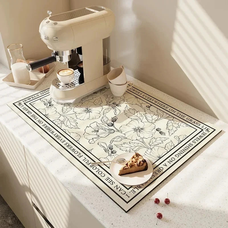 Large Kitchen Super Absorbent Coffee Mat Dish Draining Mat Drying Mat Quick Dry Bathroom Drain Pad Kitchen Faucet Placemat