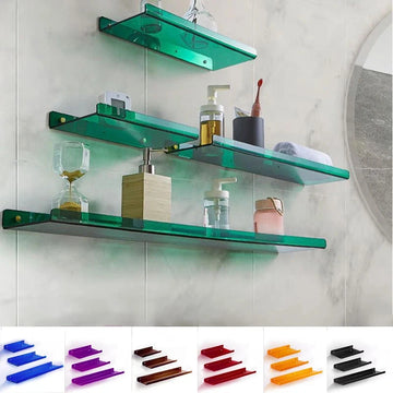 Colourful Acrylic Wall-Mounted Shelves, Floating Hole-Free Bookshelf, Ornaments Display Stand,for Living Room, Kitchen, Bathroom