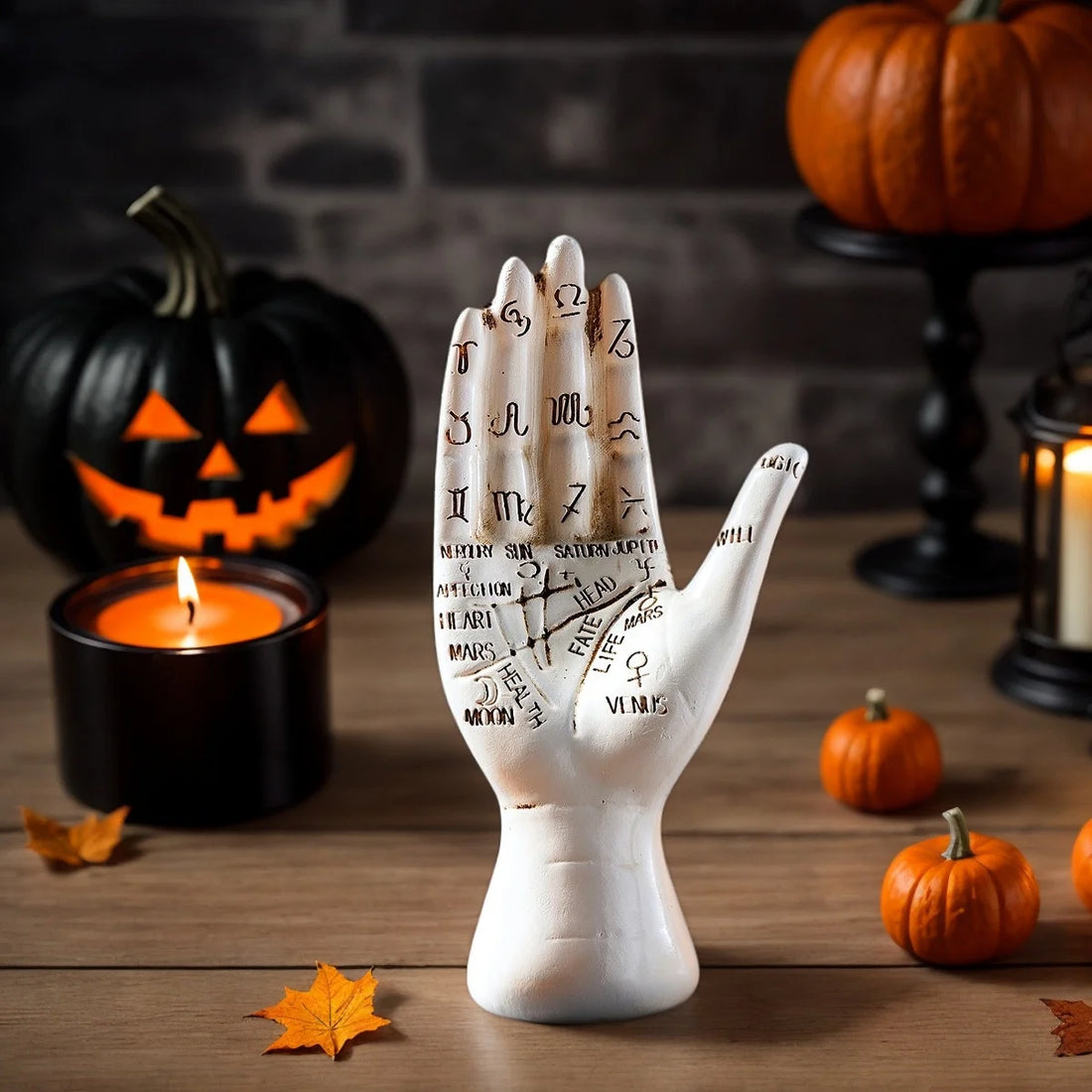 1PC, Halloween decoration, resin material letter palm-shaped decorative item