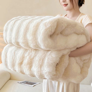 Luxury Fluffy Warm Faux Rabbit Fur Blanket Winter Thickened Double Layer Plush Blankets Solid Soft Throw Blanket for Sofa Bed