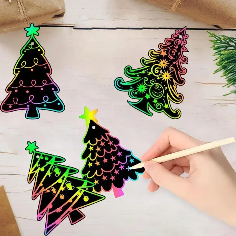 Christmas Scratch Painting DIY Scratch Card Santa Claus Snowflake Ornaments Xmas Tree Hanging Pendant Noel Merry Christma Decor