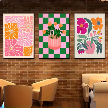 Vibrant Flowers and Vases Canvas Prints Bohemian Minimalist Plant Wall Art Posters for Modern Living Room Bedroom Home Decor