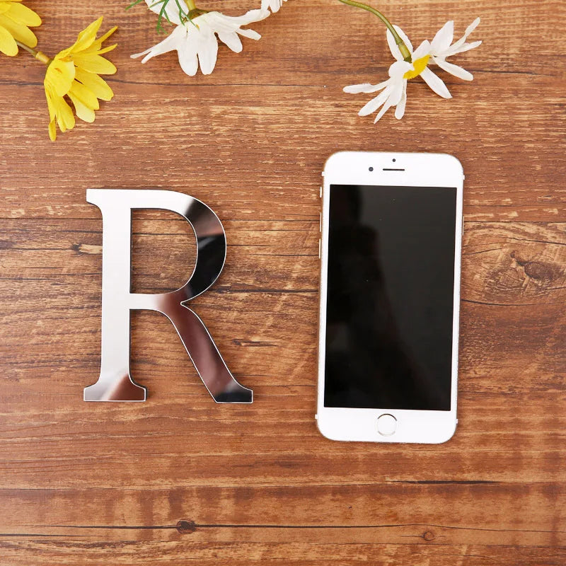 Acrylic Mirror 3D Alphabet  House Number Wall Sticker English Alphabet Sticker Decoration Wedding love letters Decorative